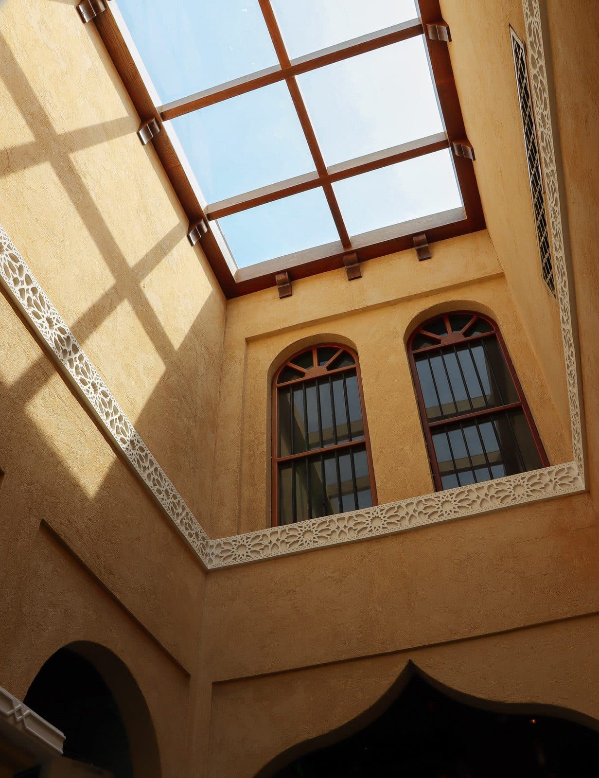 Skylight and arched windows at Dar Basma, Al-Ahsa