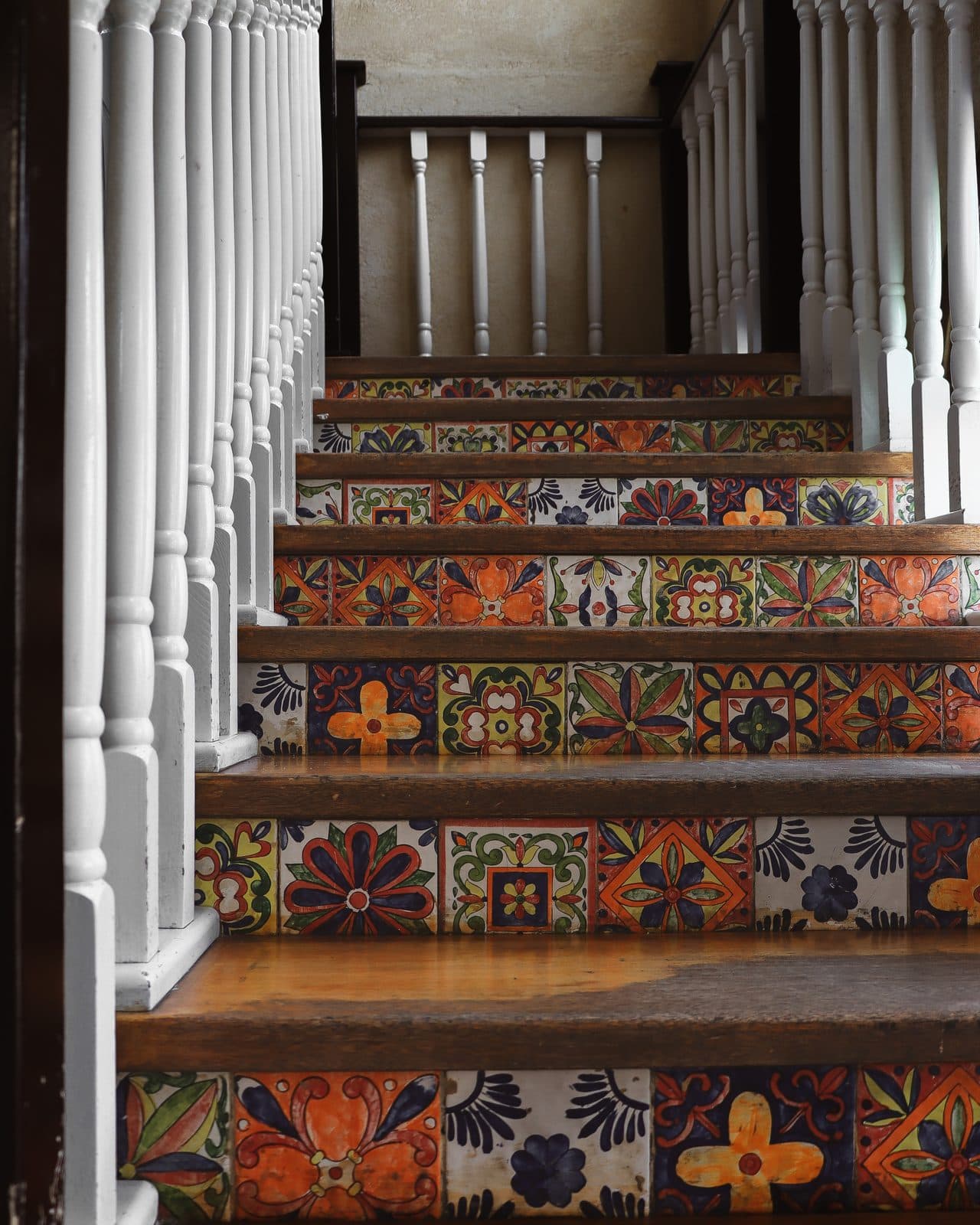 Hand-tiled staircase at Dar Basma, Al-Ahsa